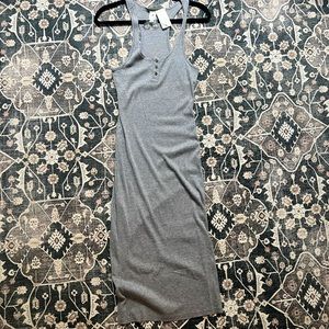 Gray knit bodycon midi dress
